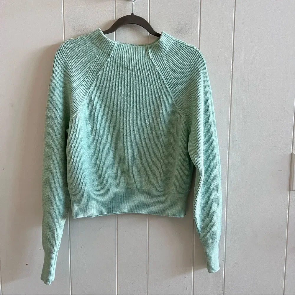 Free People Too Good Mockneck Sweater in Opaline Green